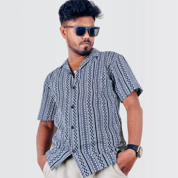 Cuban collar print resort shirt